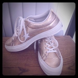 Converse Metallic Gold Leather women 8.5 men 6.5